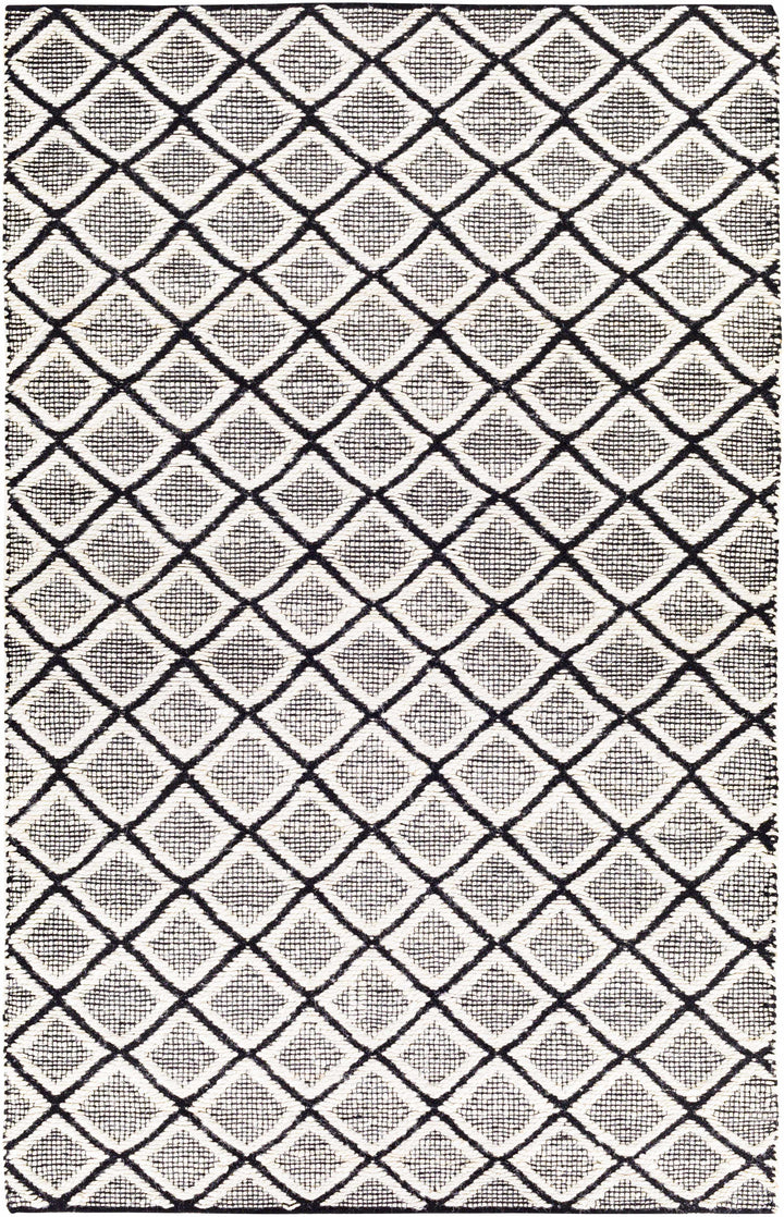 Canturay Ivory And Black Modern Geometrical Design Hand Woven Area Rug