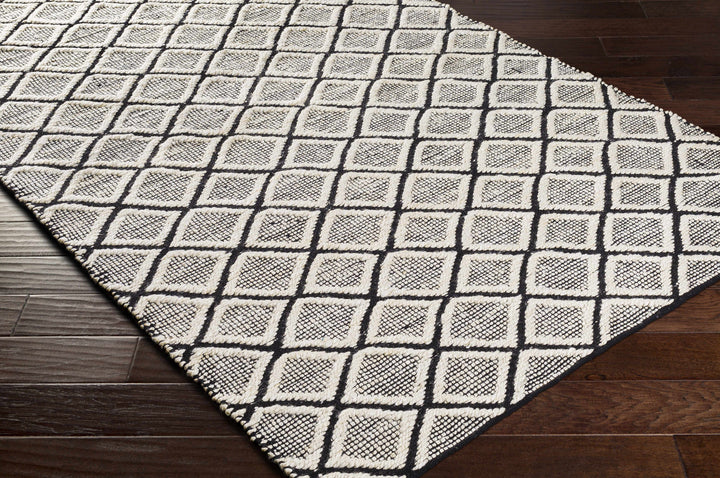 Canturay Ivory And Black Modern Geometrical Design Hand Woven Area Rug