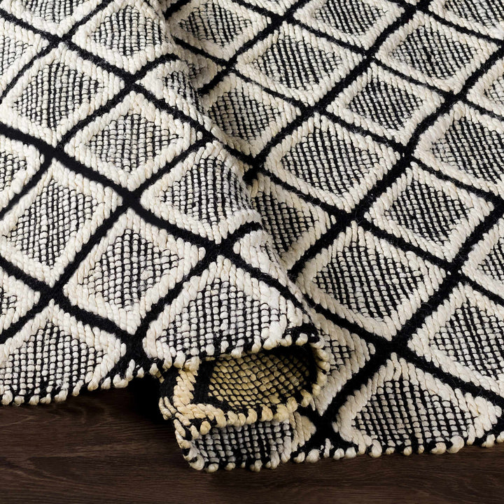 Canturay Ivory And Black Modern Geometrical Design Hand Woven Area Rug