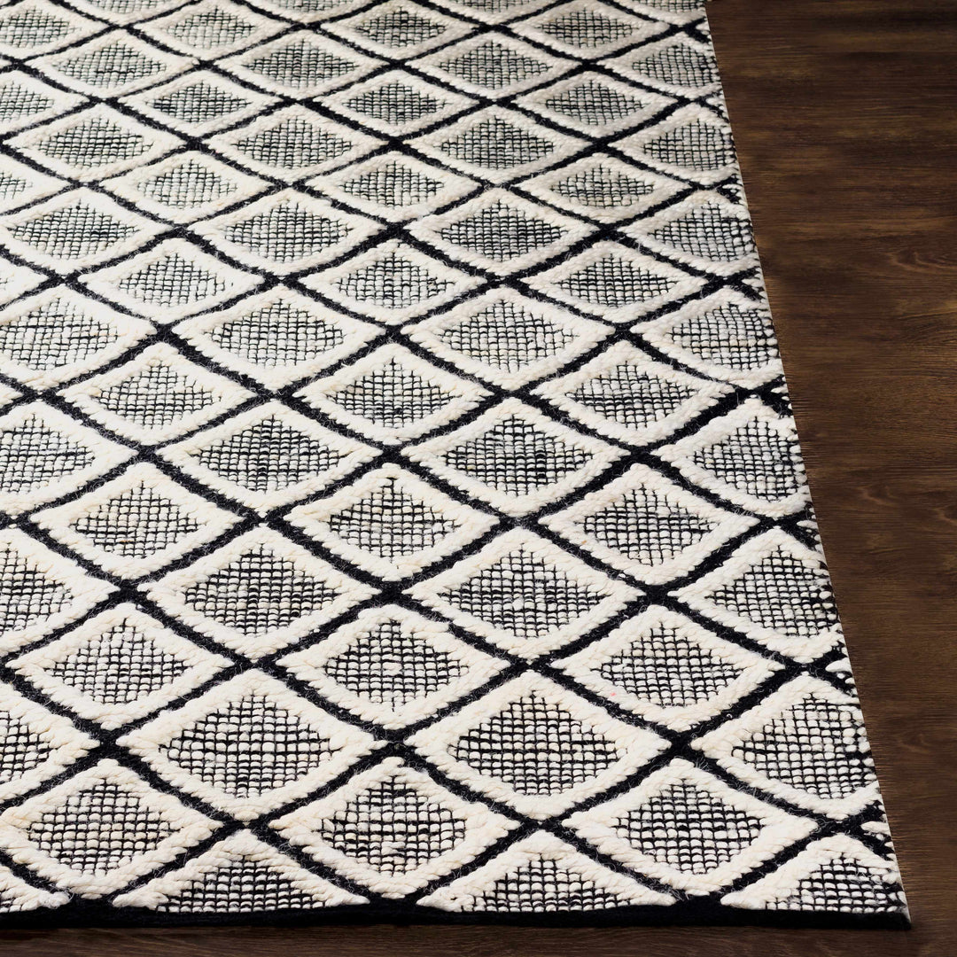 Canturay Ivory And Black Modern Geometrical Design Hand Woven Area Rug
