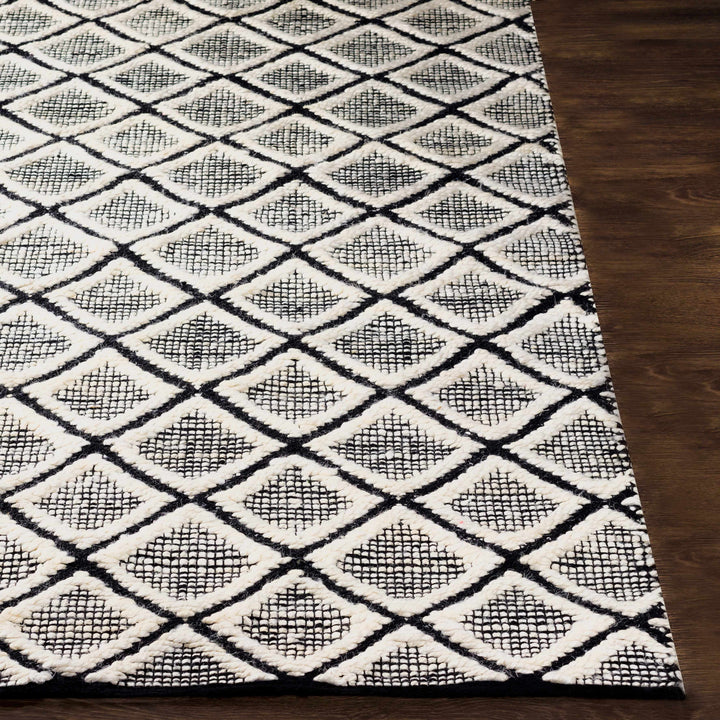 Canturay Ivory And Black Modern Geometrical Design Hand Woven Area Rug
