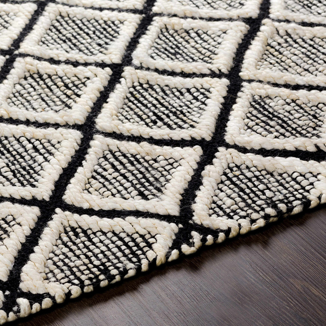 Canturay Ivory And Black Modern Geometrical Design Hand Woven Area Rug