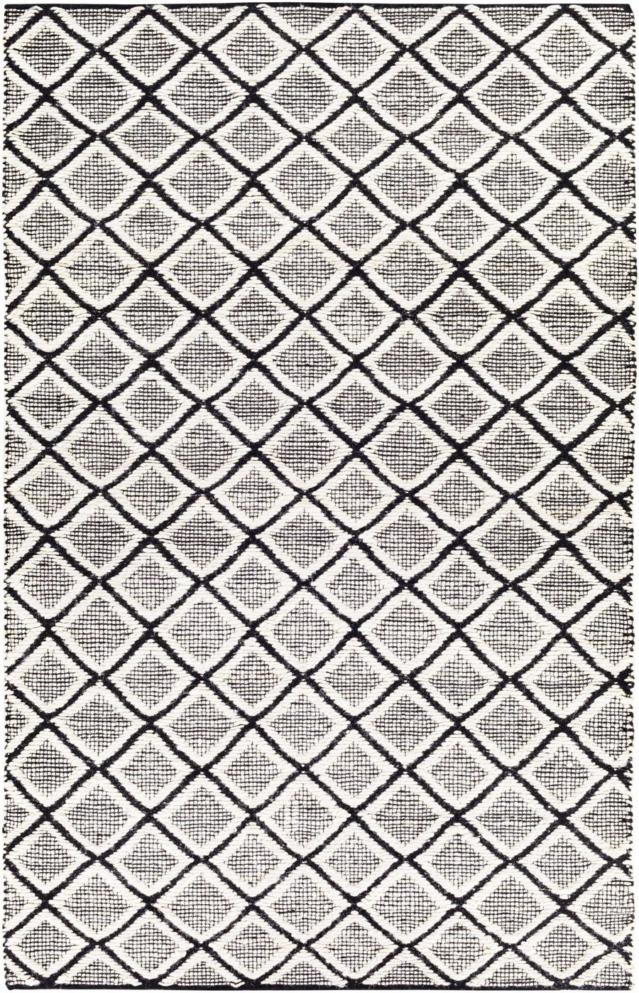 Canturay Ivory And Black Modern Geometrical Design Hand Woven Area Rug - The Rug Decor