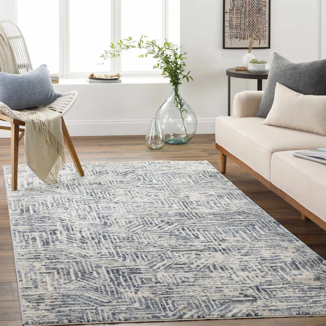 Capaga Contemporary Blue And Beige Area Rug - The Rug Decor