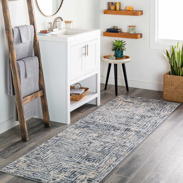 Capaga Contemporary Blue And Beige Area Rug - The Rug Decor
