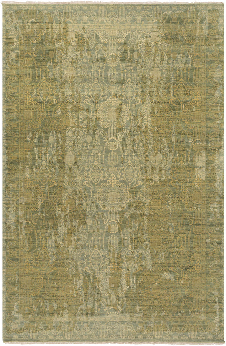 Caratunk Green Traditional Style Hand Knotted Wool Area Rug