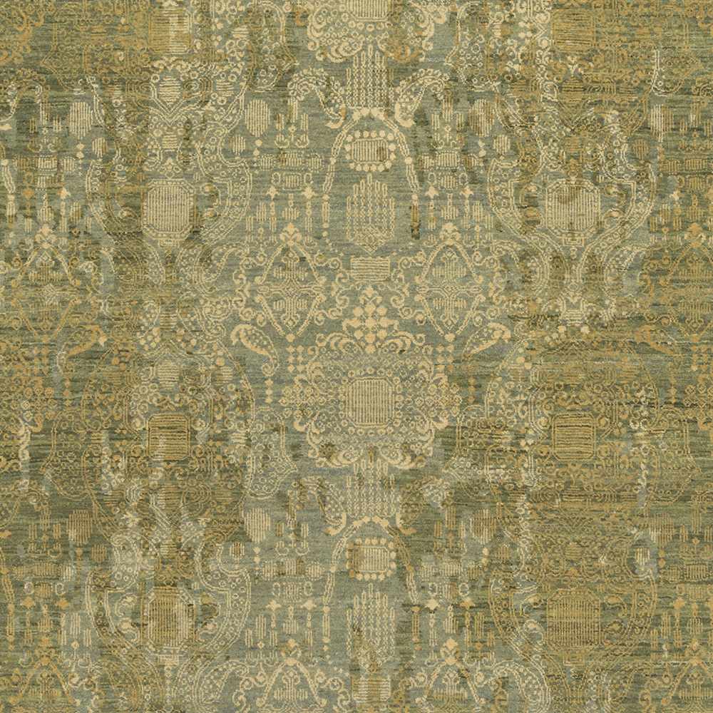 Caratunk Green Traditional Style Hand Knotted Wool Area Rug