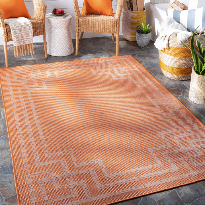 Caravonica Orange Modern Style Outdoor Area Rug - The Rug Decor