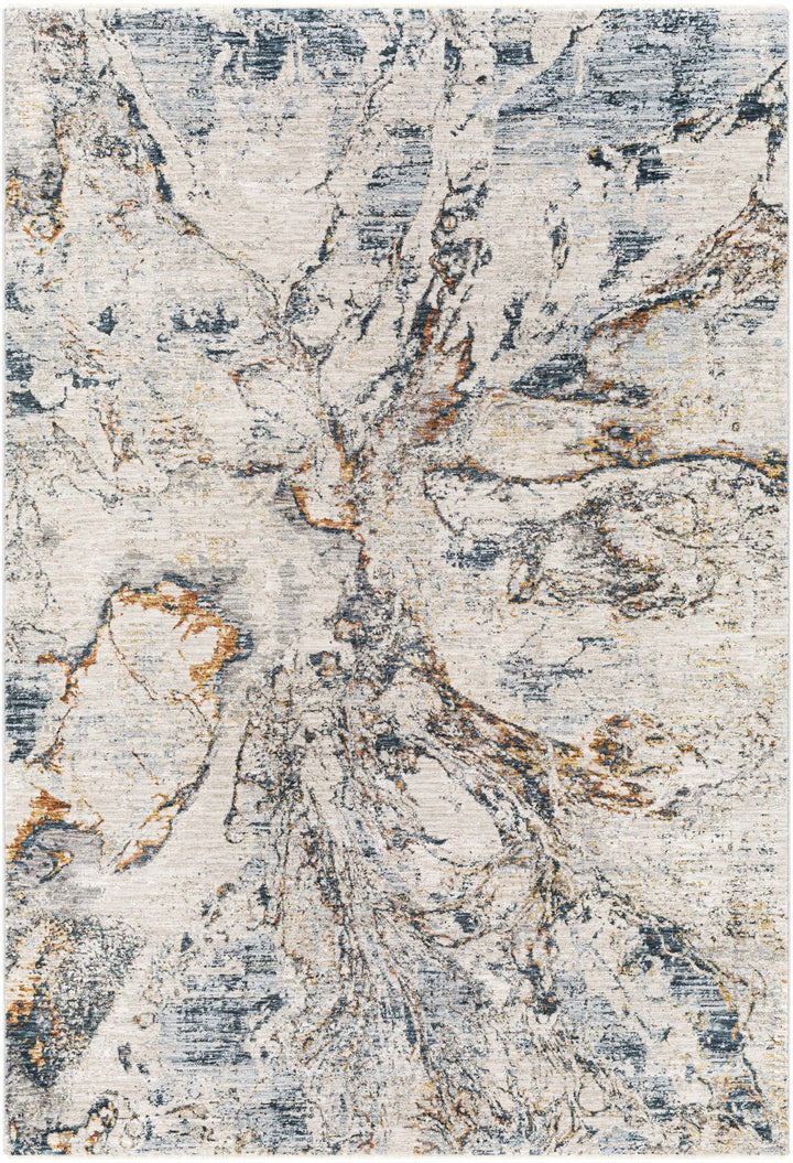 Cardup Ivory And Blue Modern Abstract Design Area Rug