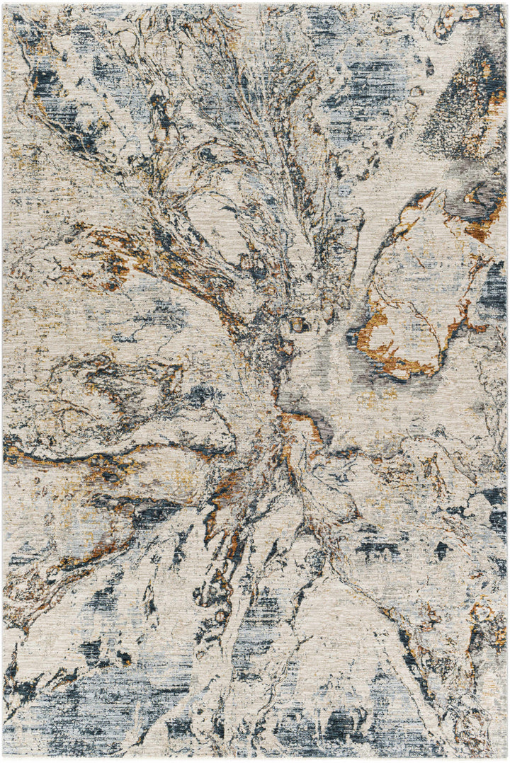 Cardup Ivory And Blue Modern Abstract Design Area Rug