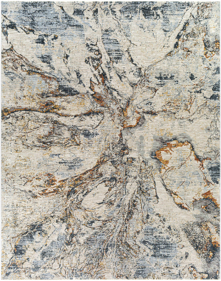 Cardup Ivory And Blue Modern Abstract Design Area Rug