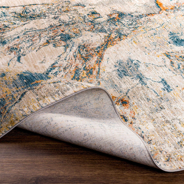 Cardup Ivory And Blue Modern Abstract Design Area Rug