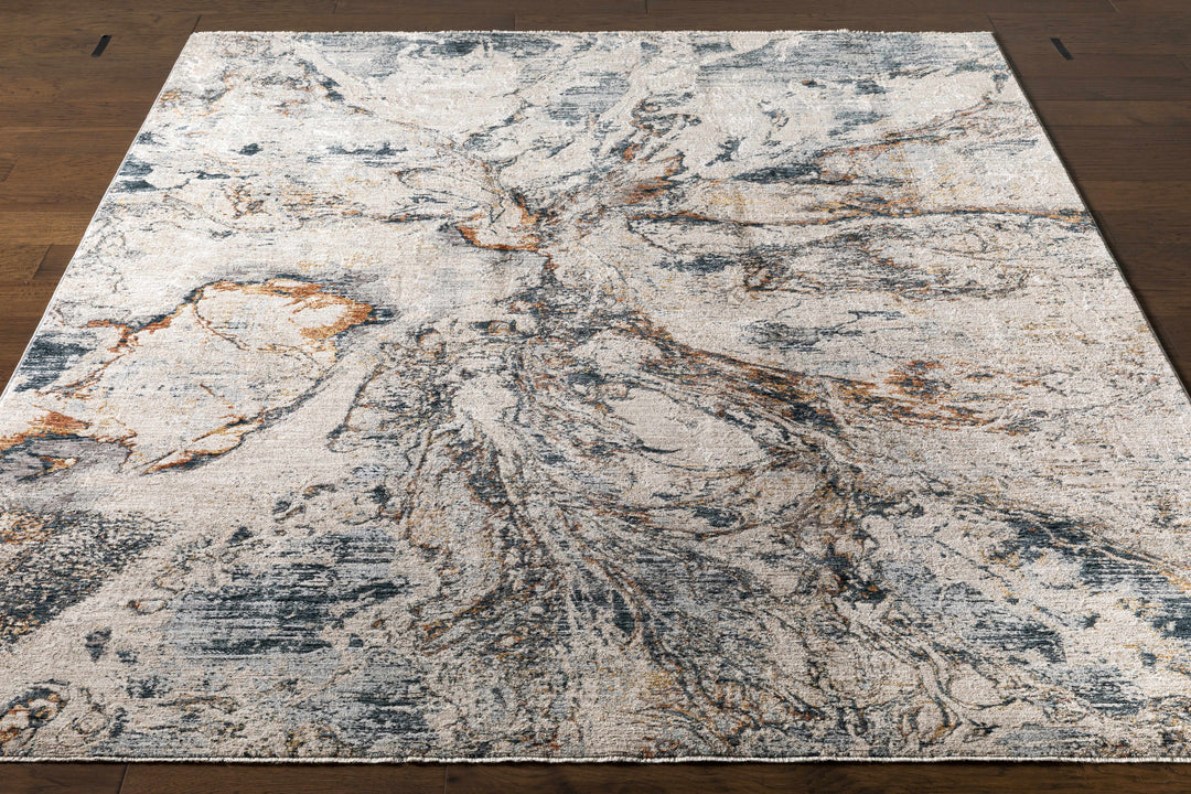 Cardup Ivory And Blue Modern Abstract Design Area Rug