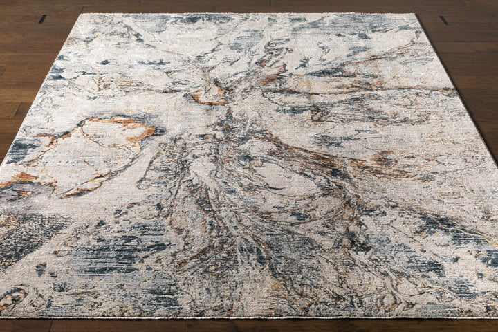 Cardup Ivory And Blue Modern Abstract Design Area Rug - The Rug Decor