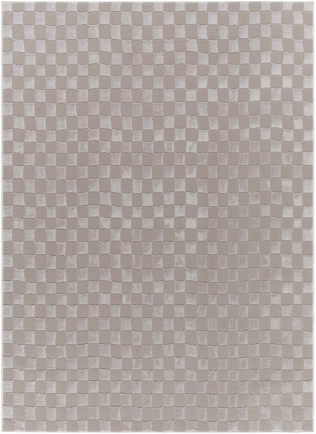 Carina Geometrical Ivory And Taupe Checkered Washable Rug - The Rug Decor