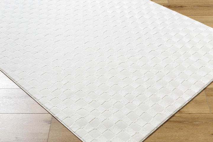 Carina Geometrical Ivory And White Checkered Washable Rug - The Rug Decor