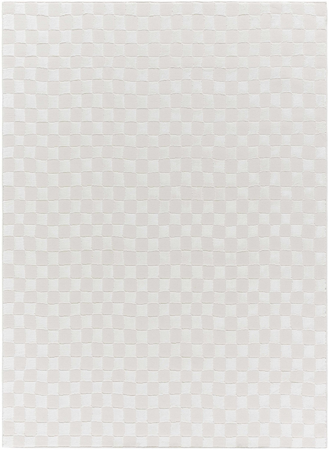 Carina Geometrical Ivory And White Checkered Washable Rug - The Rug Decor