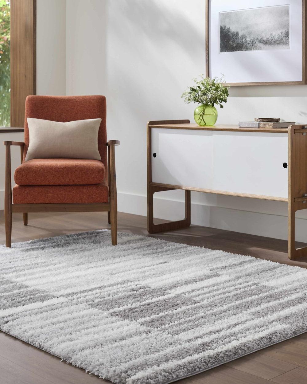 Carlen Contemporary Geometrical Gray And White Rug - The Rug Decor