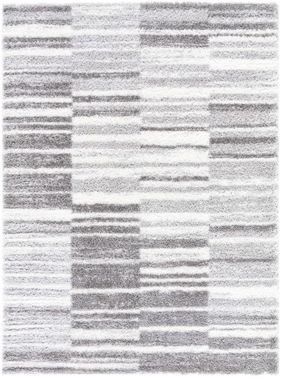 Carlen Contemporary Geometrical Gray And White Rug - The Rug Decor