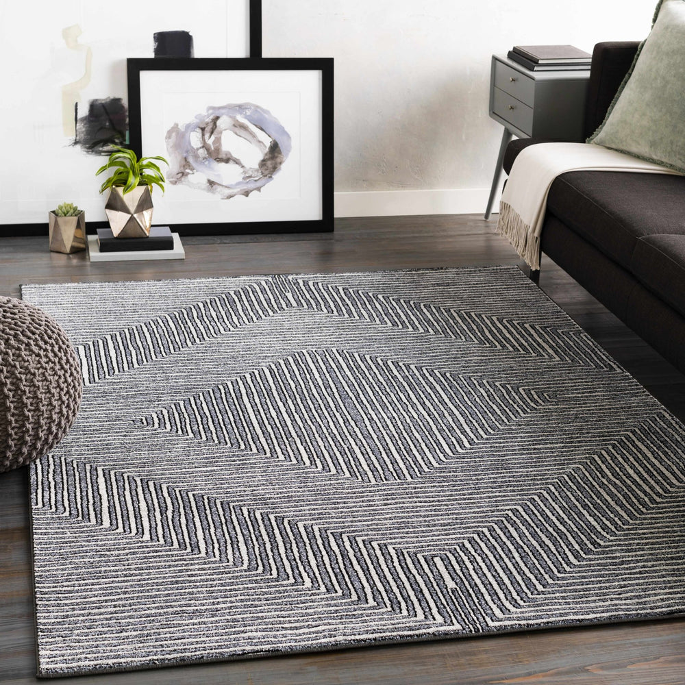 Carnarvon Charcoal And Gray Modern Style Area Rug - The Rug Decor