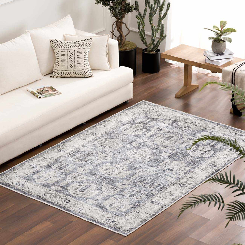 Carnig washed out Style Ivory And Gray Area Rug - The Rug Decor