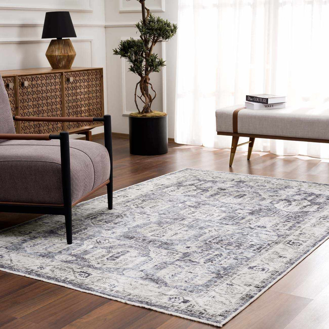 Carnig washed out Style Ivory And Gray Area Rug - The Rug Decor