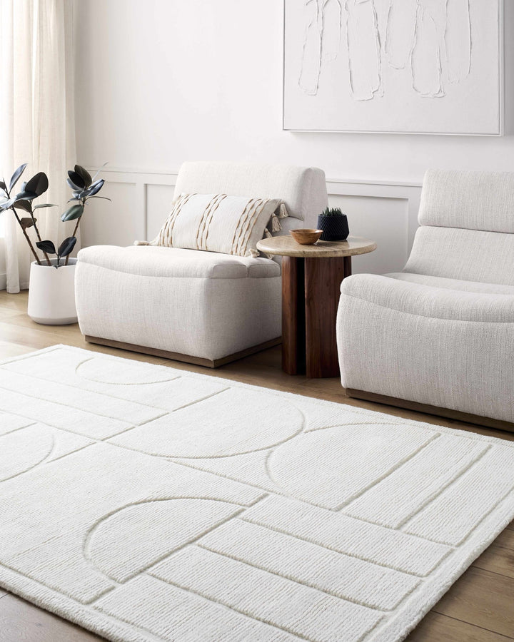 Carola Contemporary Style Off White Hand Loomed Wool Rug - The Rug Decor