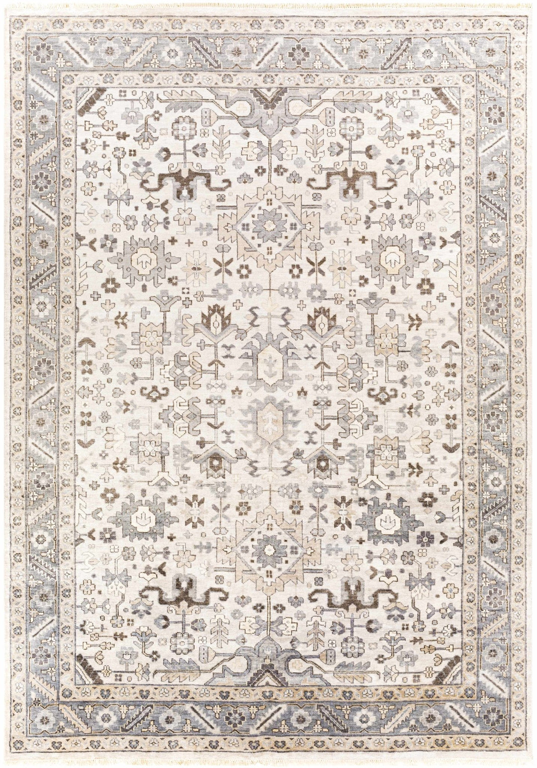 Carthage Traditional Style Beige And Gray Hand Knotted Area Rug - The Rug Decor