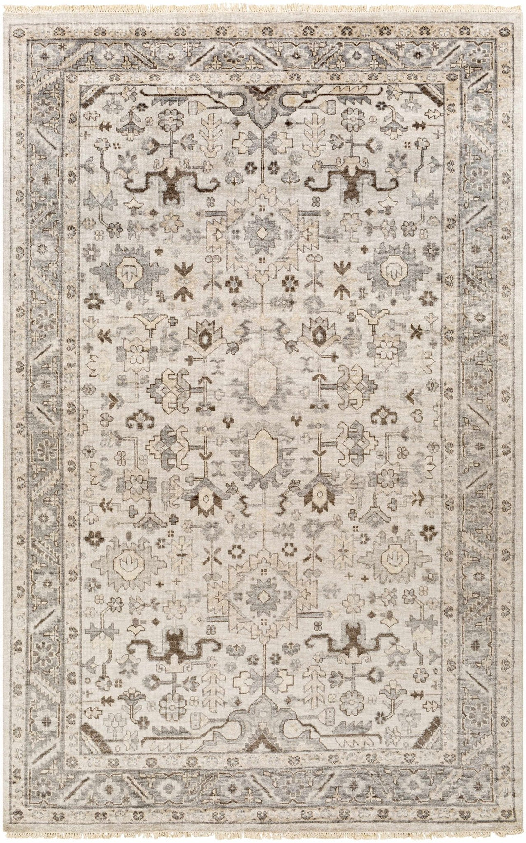 Carthage Traditional Style Beige And Gray Hand Knotted Area Rug - The Rug Decor