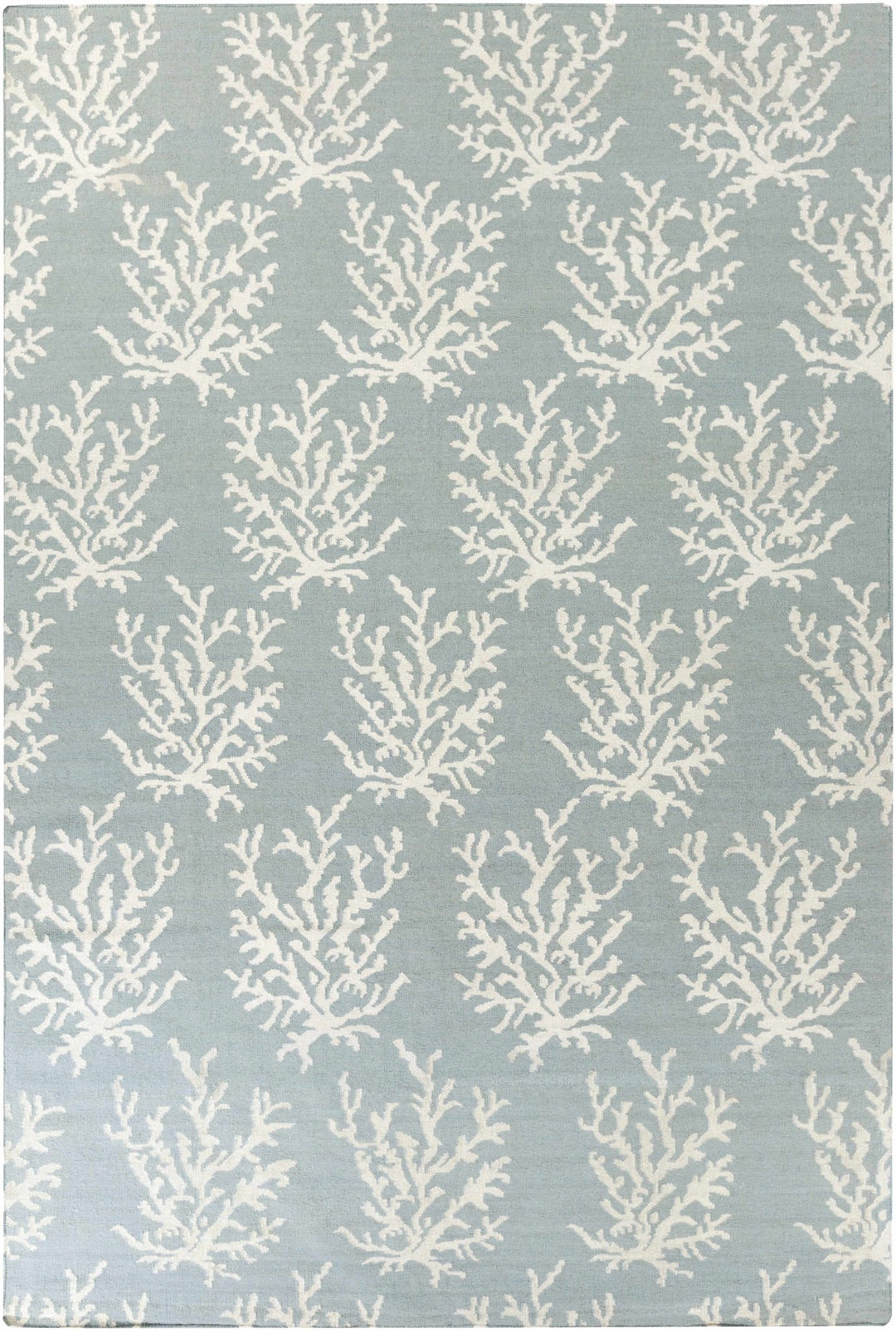 Carversville Ice Blue Botanical Design Hand Woven Wool Rug - The Rug Decor