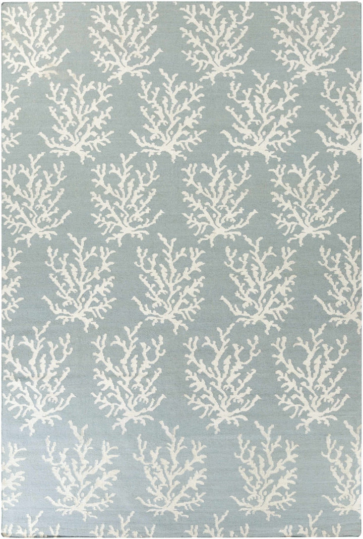 Carversville Ice Blue Botanical Design Hand Woven Wool Rug - The Rug Decor