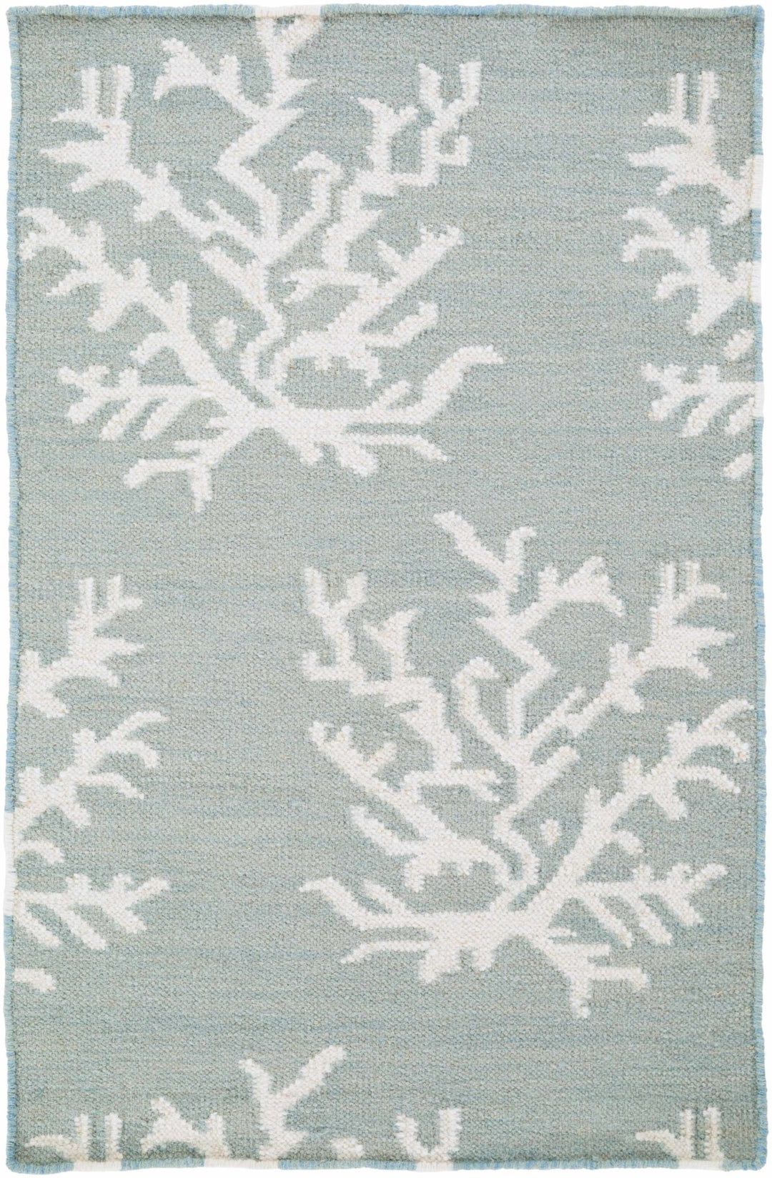 Carversville Ice Blue Botanical Design Hand Woven Wool Rug - The Rug Decor