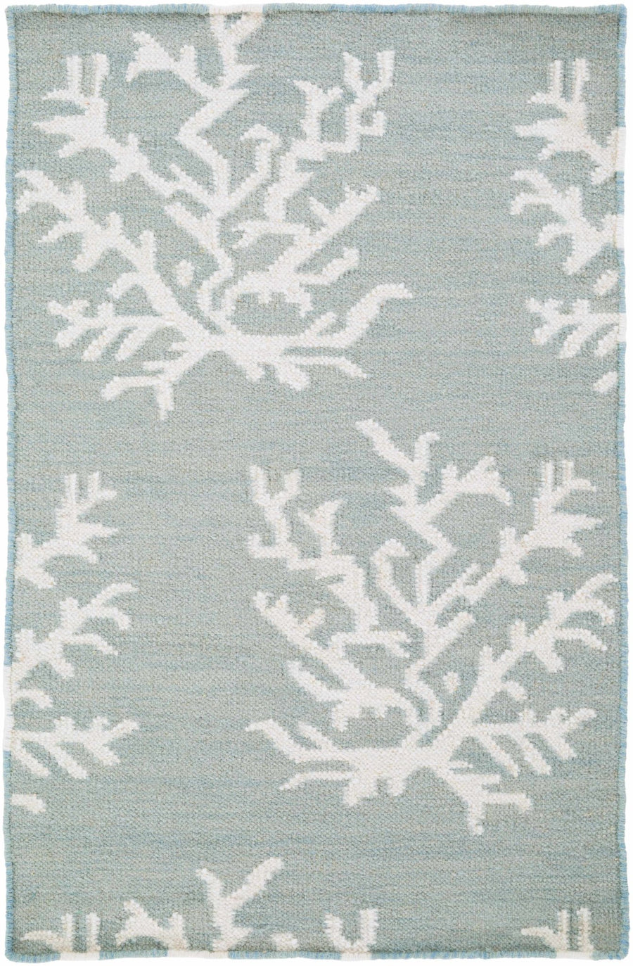 Carversville Ice Blue Botanical Design Hand Woven Wool Rug - The Rug Decor