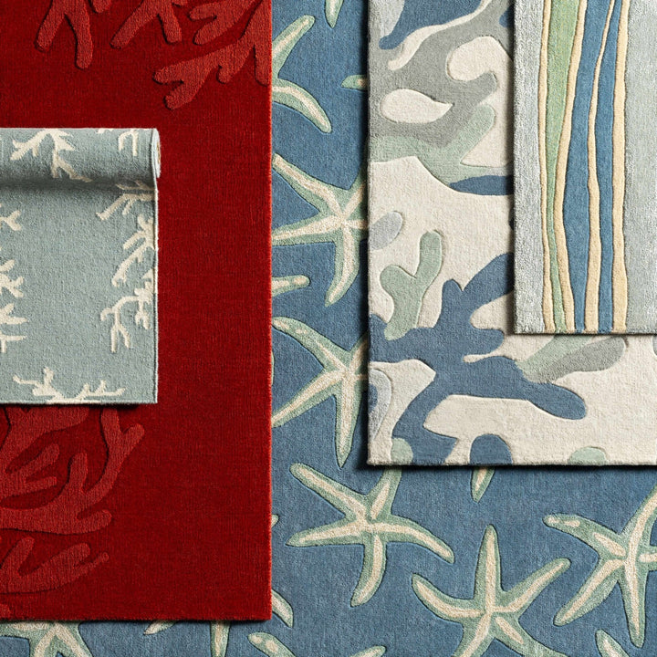 Carversville Ice Blue Botanical Design Hand Woven Wool Rug - The Rug Decor