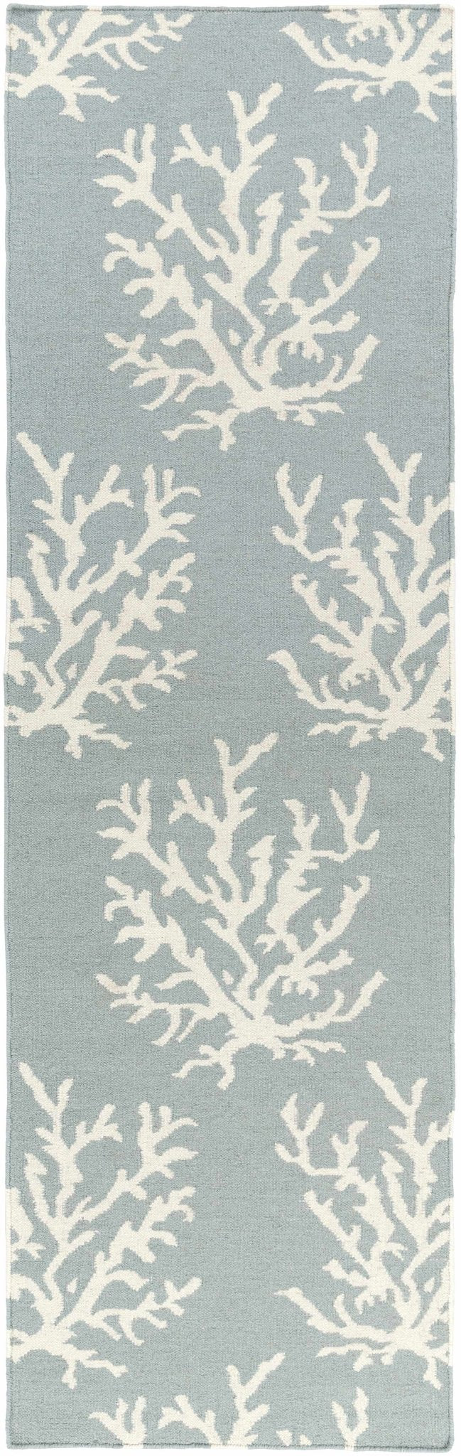 Carversville Ice Blue Botanical Design Hand Woven Wool Rug - The Rug Decor