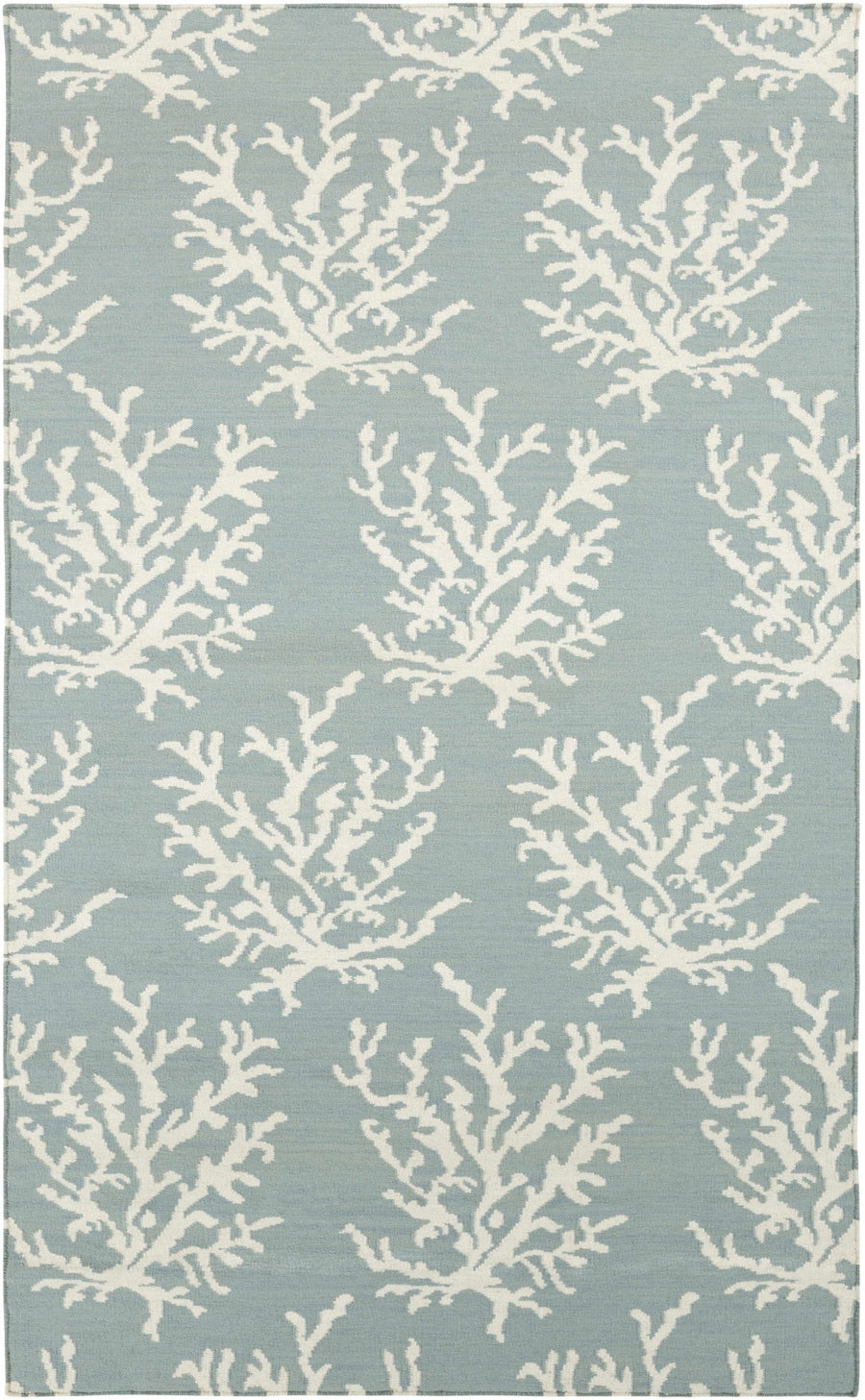 Carversville Ice Blue Botanical Design Hand Woven Wool Rug - The Rug Decor