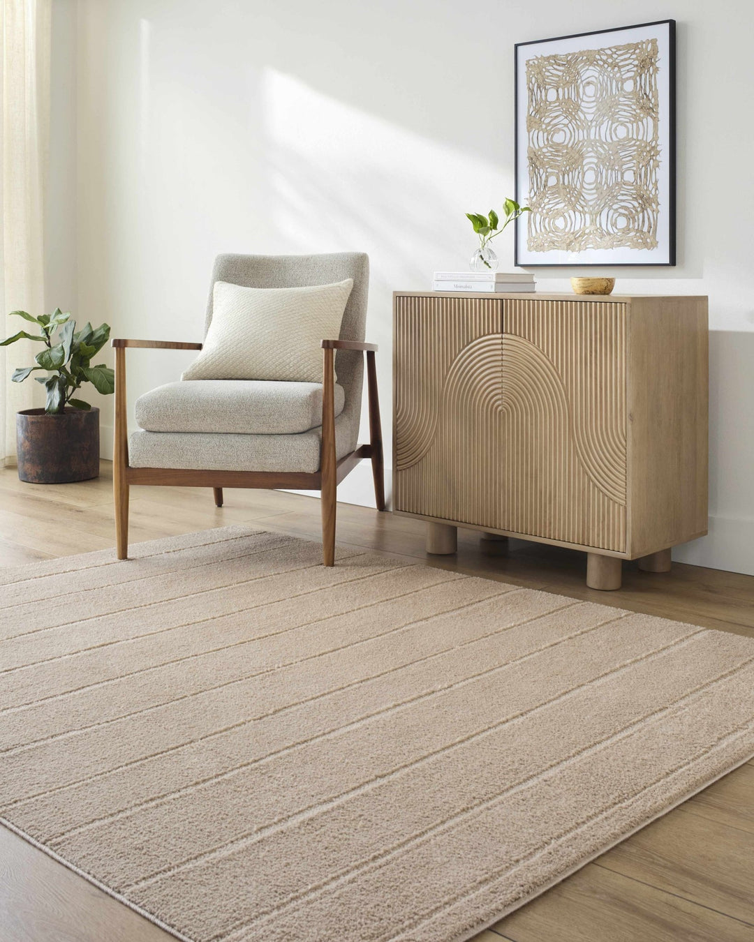 Cascade Modern Stripes Beige Area Rug - The Rug Decor