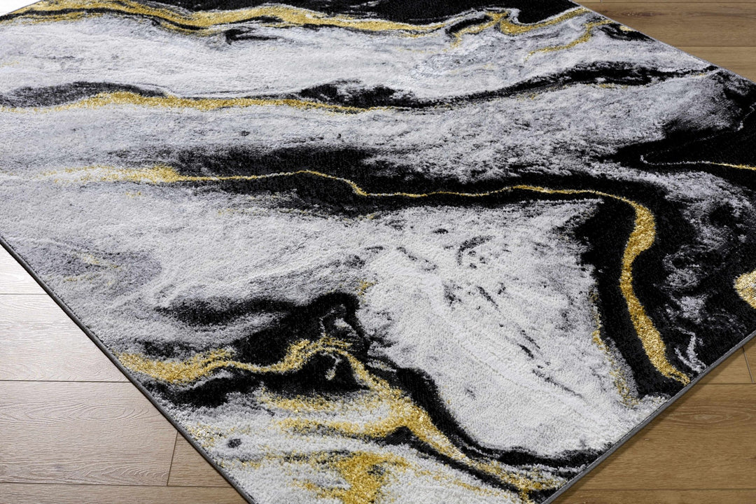 Casmir Contemporary Abstract Gray And Black Rug - The Rug Decor