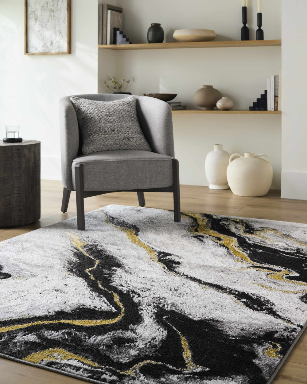 Casmir Contemporary Abstract Gray And Black Rug - The Rug Decor