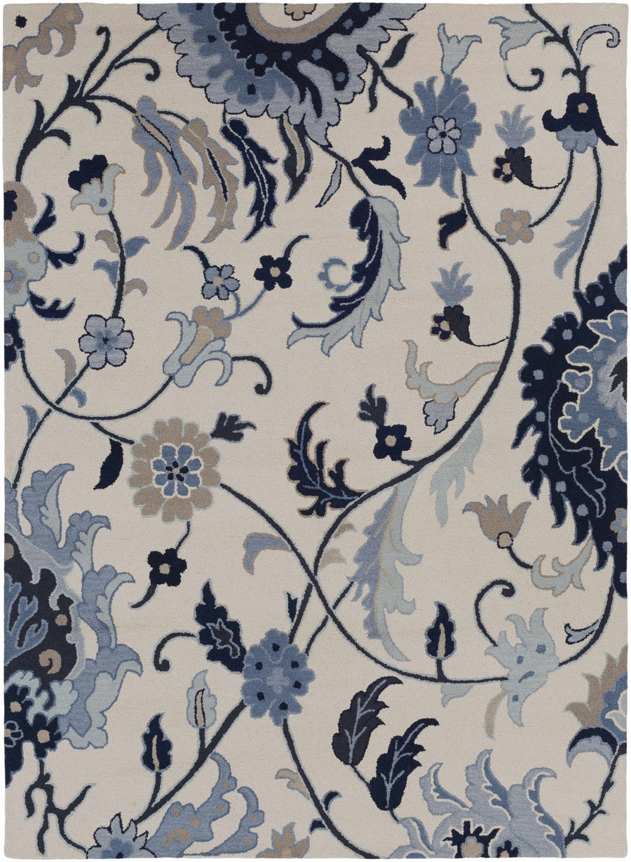 Cassadaga Traditional Floral Beige And Blue Hand Tufted Wool Area Rug - The Rug Decor