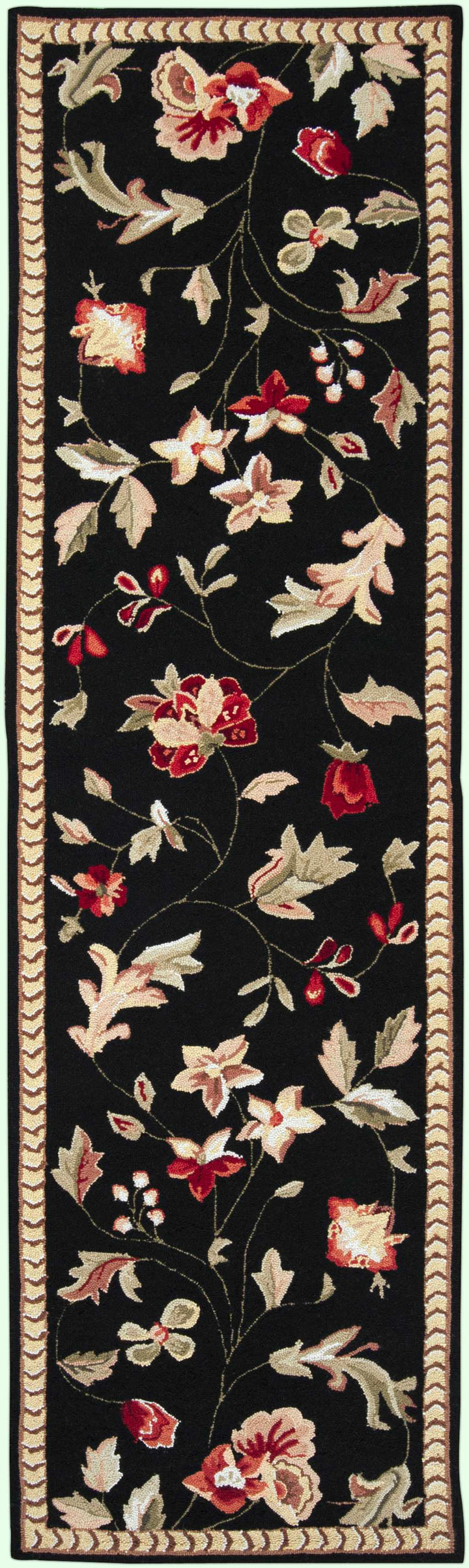 Casselton Traditional Floral Design Black Area Rug