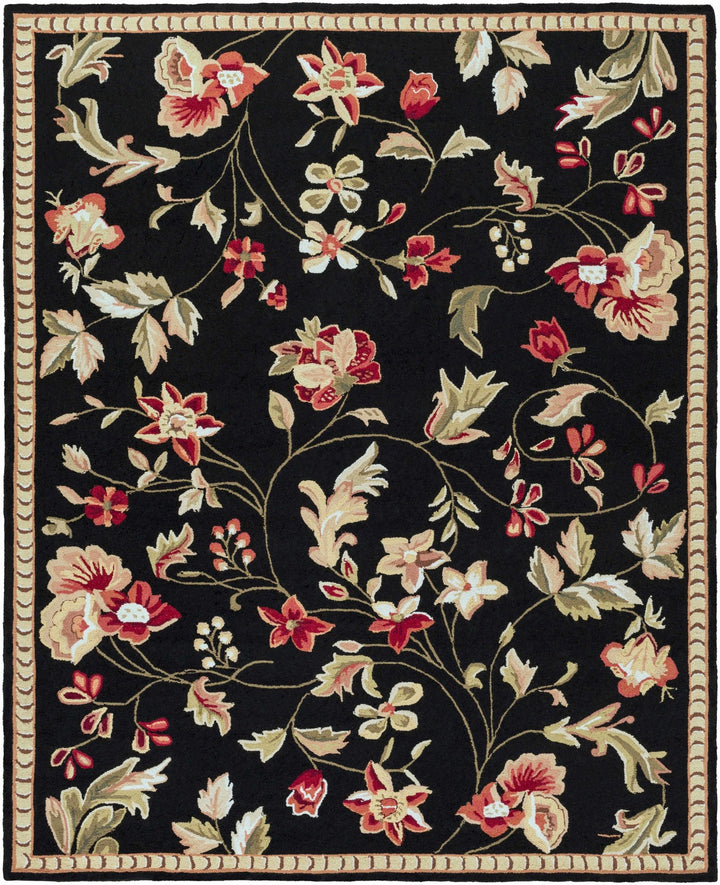 Casselton Traditional Floral Design Black Area Rug - The Rug Decor