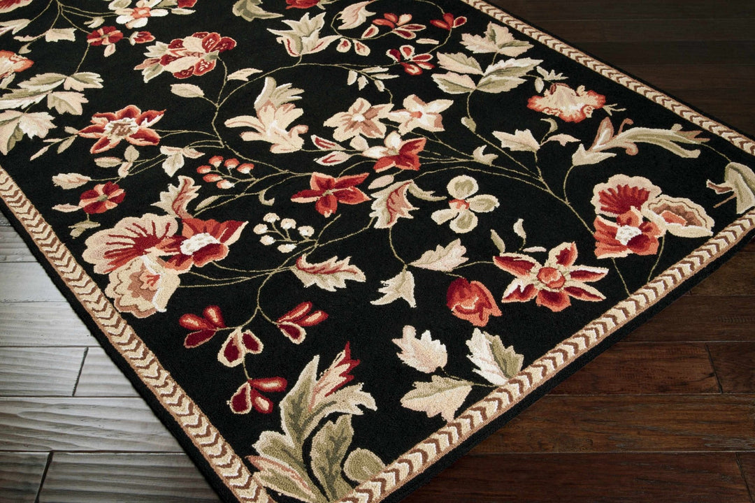 Casselton Traditional Floral Design Black Area Rug - The Rug Decor