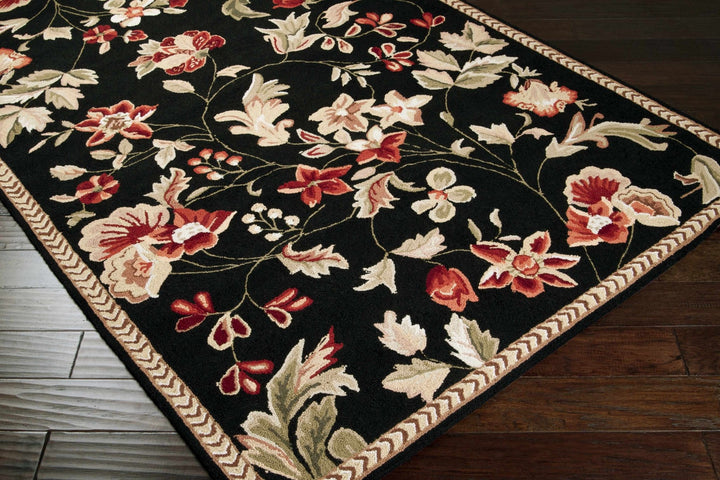 Casselton Traditional Floral Design Black Area Rug - The Rug Decor
