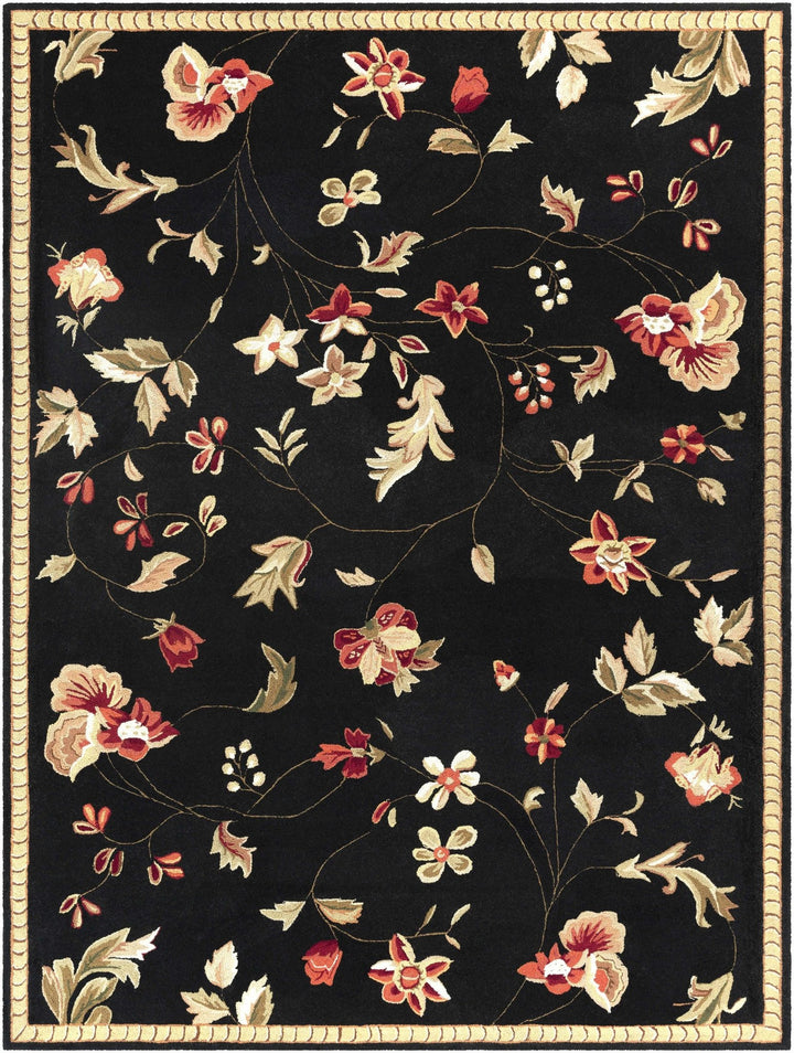 Casselton Traditional Floral Design Black Area Rug - The Rug Decor