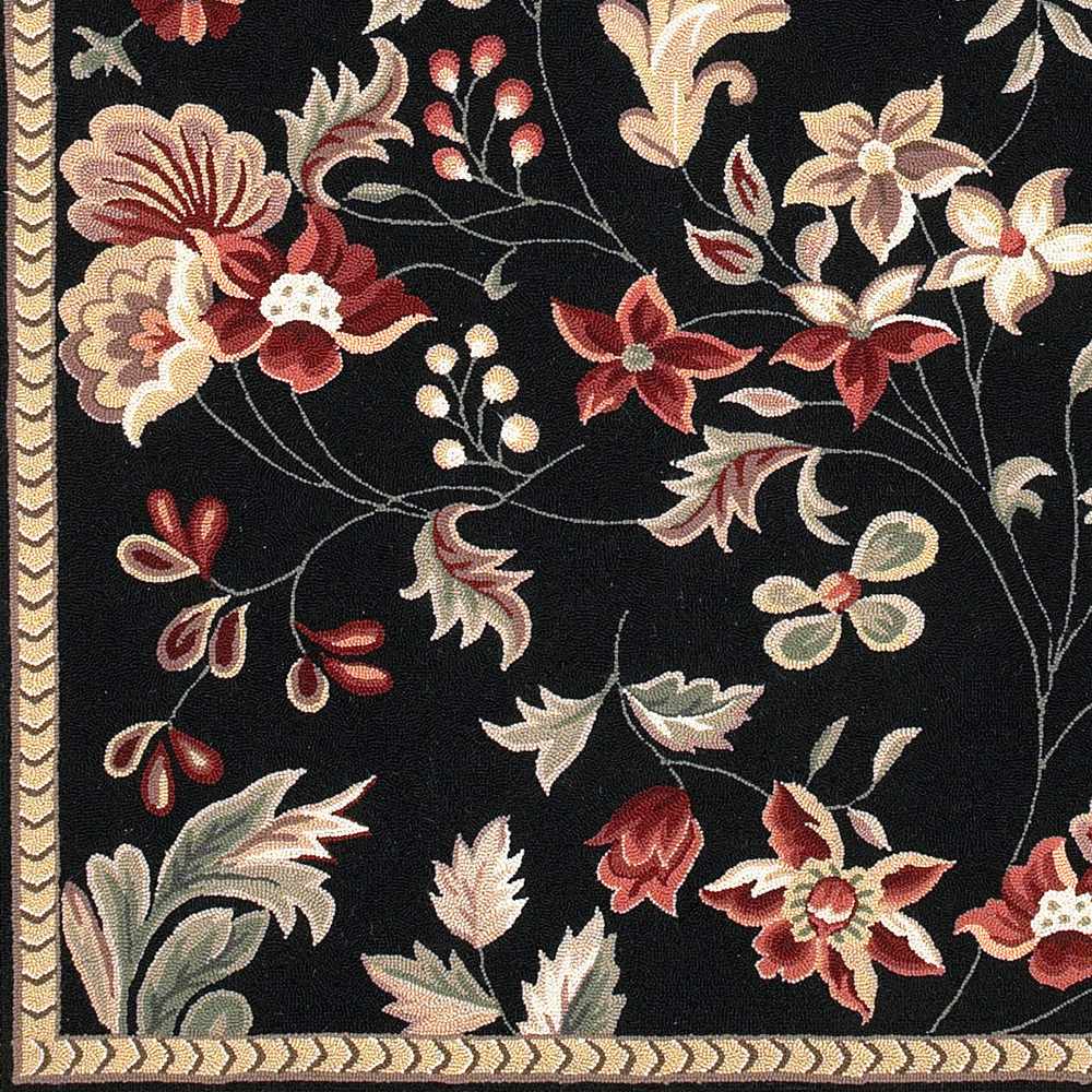 Casselton Traditional Floral Design Black Area Rug - The Rug Decor