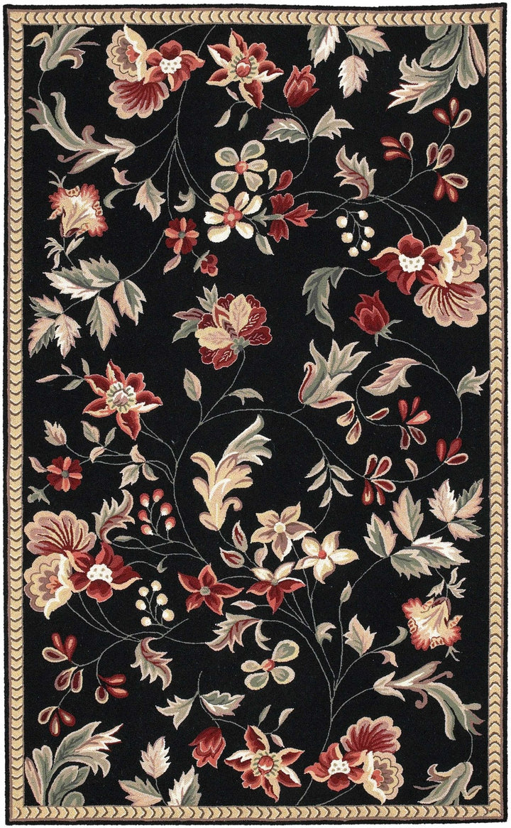 Casselton Traditional Floral Design Black Area Rug - The Rug Decor