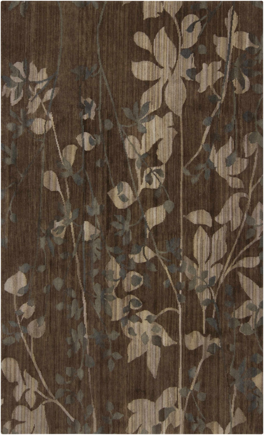 Castella Botanical Floral Pattern Beige And Brown Wool Rug - The Rug Decor