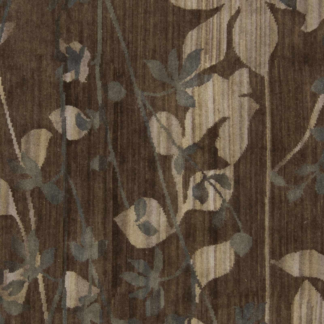 Castella Botanical Floral Pattern Beige And Brown Wool Rug - The Rug Decor