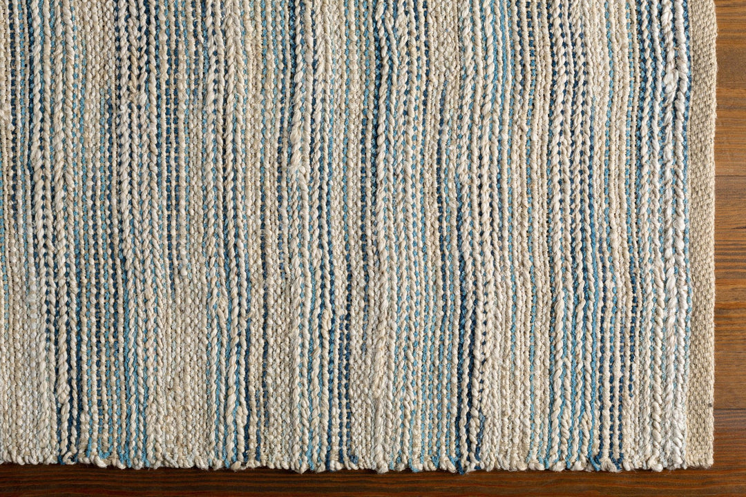 Castillejos Modern Abstract Ivory And Blue Hand Woven Area Rug - The Rug Decor